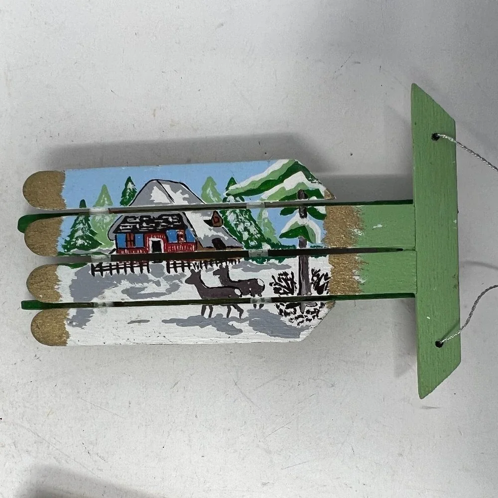 Wooden Christmas Ornaments Rocking Horse Sled Windmill Tree Holiday Lot‎ of 11